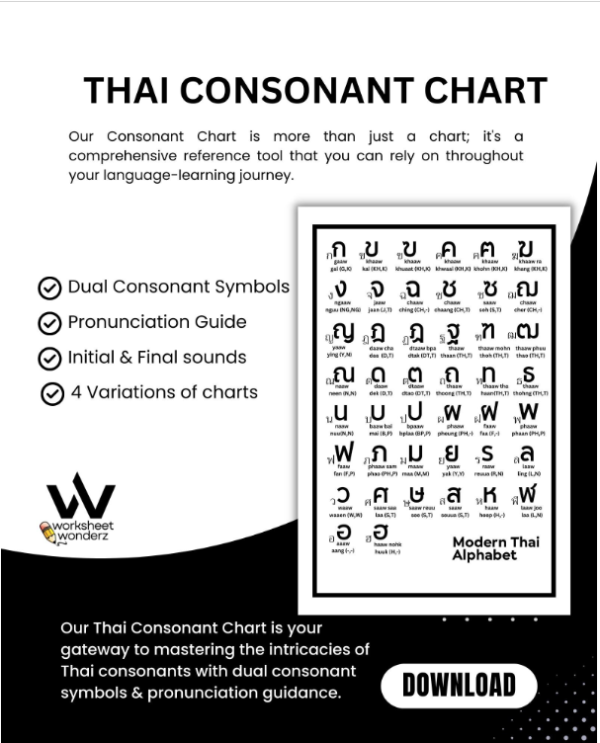 Thai Alphabet Chart Printable Thai Consonant, Abstract Art Print, Thai Script Wall Art, Living Room Decor, Thai Poster, Digital Download - Image 5